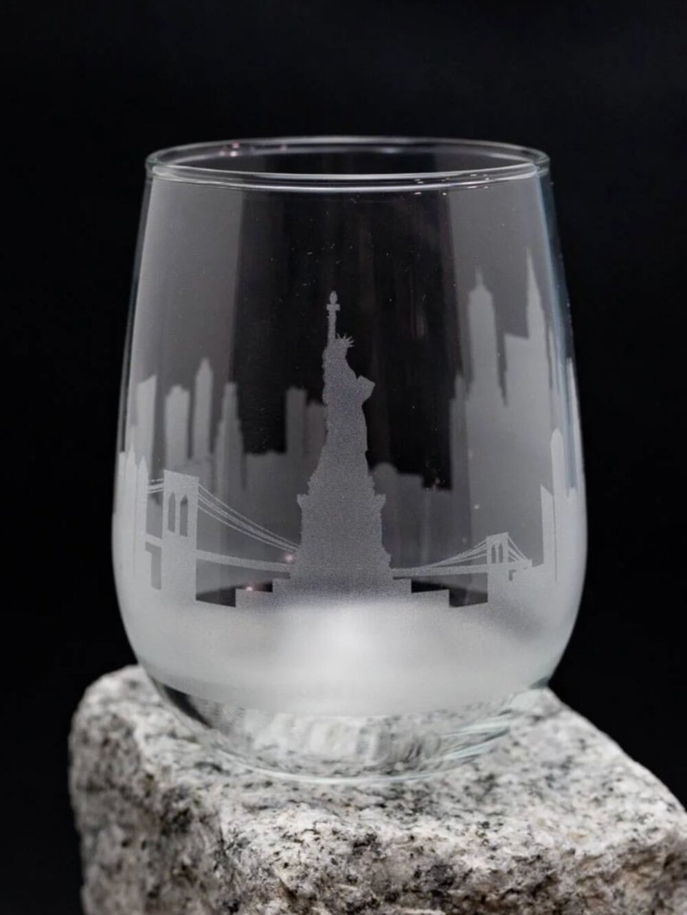 NEW Urban & Etched New York City Etched Stemless Wine Glass - Set of 4